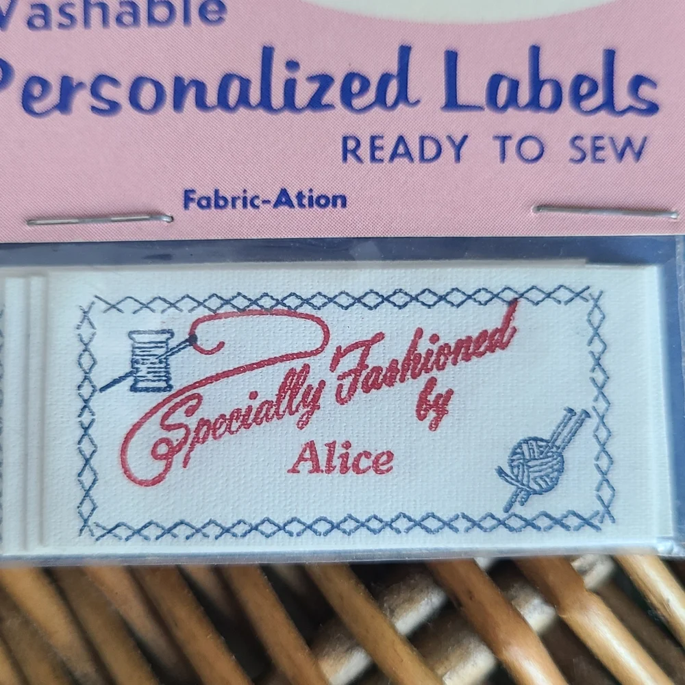 "Specially Fashioned by Alice" Personalized Sewing Labels Ready to Sew 8 Pk Vtg - Picture 2 of 3